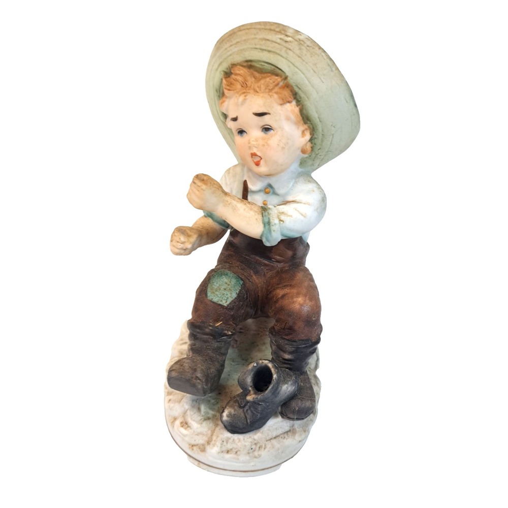 Vintage Norleans Japan Figurine Boy Fishing NO ROD Country